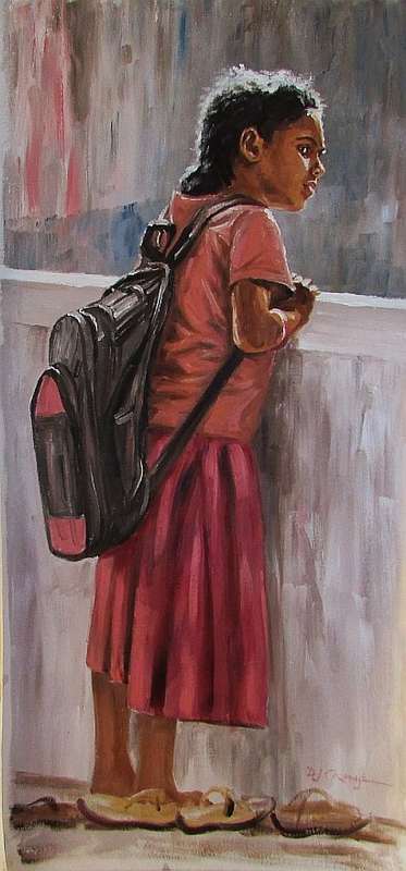 Curious, oil painting by Danie Cronje, unframed